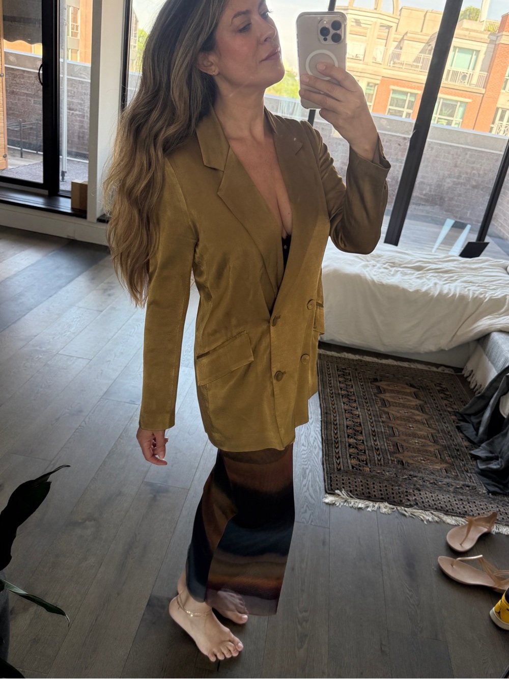 SHONA JOY Giorgia Double Breasted Blazer | Metallic Gold | Size US 4 / AU 8 - Picture 2 of 14